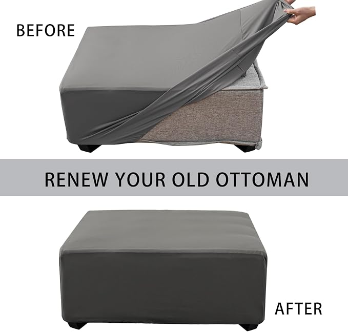 Super Stretch Ottoman Cover- Soft Form Fit Ottoman Cover Rectangular Ottoman - Image 4