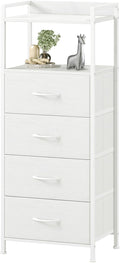 Somdot White Nightstand with 4 Drawers, Vertical Storage Tower Fabric Dresser by Somdot
