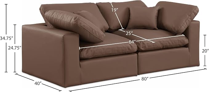 Meridian Furniture 188Brown-S80 Comfy Collection Modern | Contemporary - Image 3