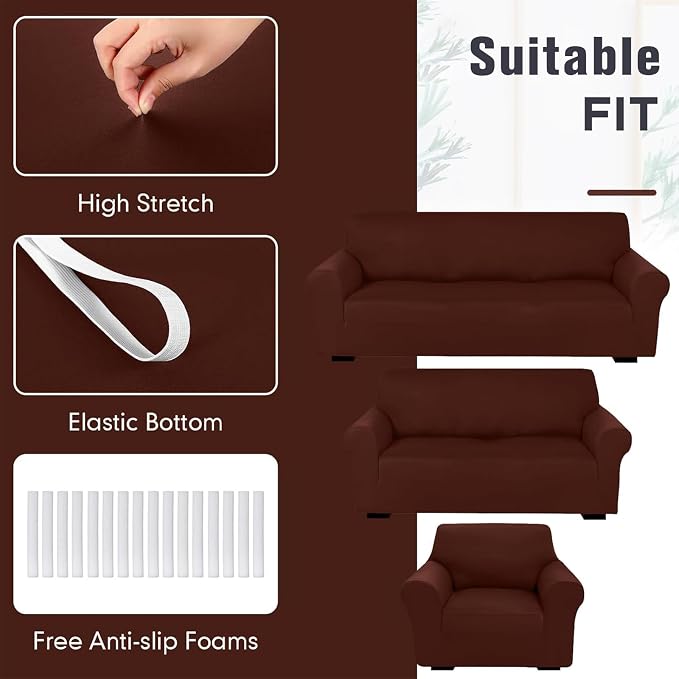 Peryiter 3 Pcs Couch and Loveseat Covers Set Sofa Cover - Image 5
