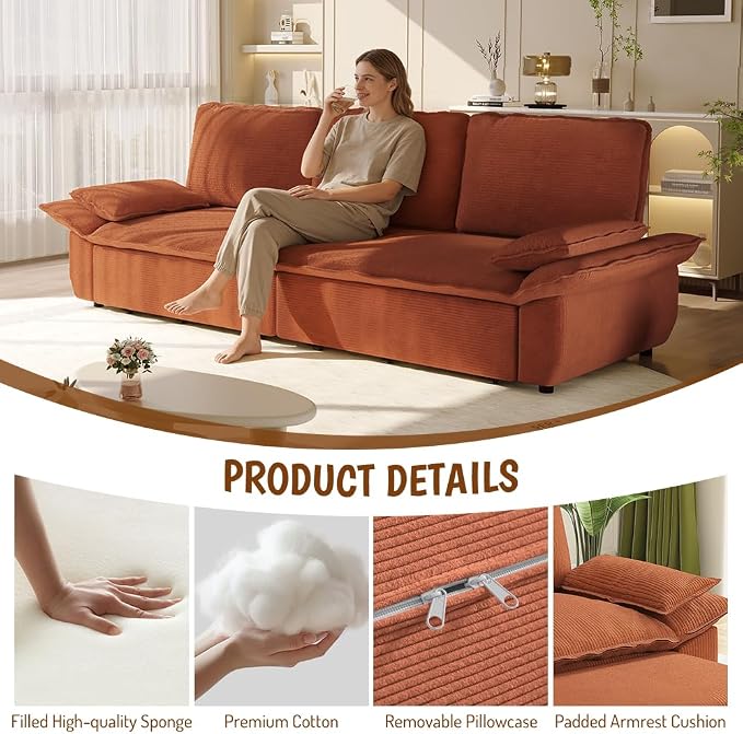 KEIKI 94.5" King Size 3-in-1 Convertible Sofa Bed, Pull-Out Sleeper Couch - Image 5
