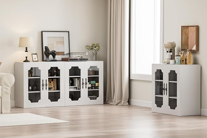 Buffet Cabinet with Storage, 63“ Modular Accent Sideboard Modern Credenza with - Image 4
