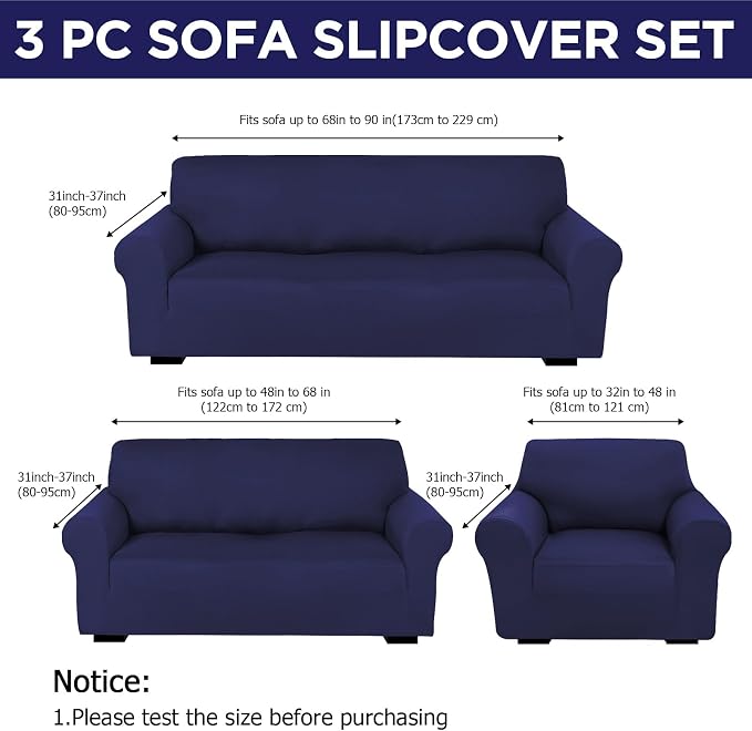 Peryiter 3 Pcs Couch and Loveseat Covers Set Sofa Cover - Image 2