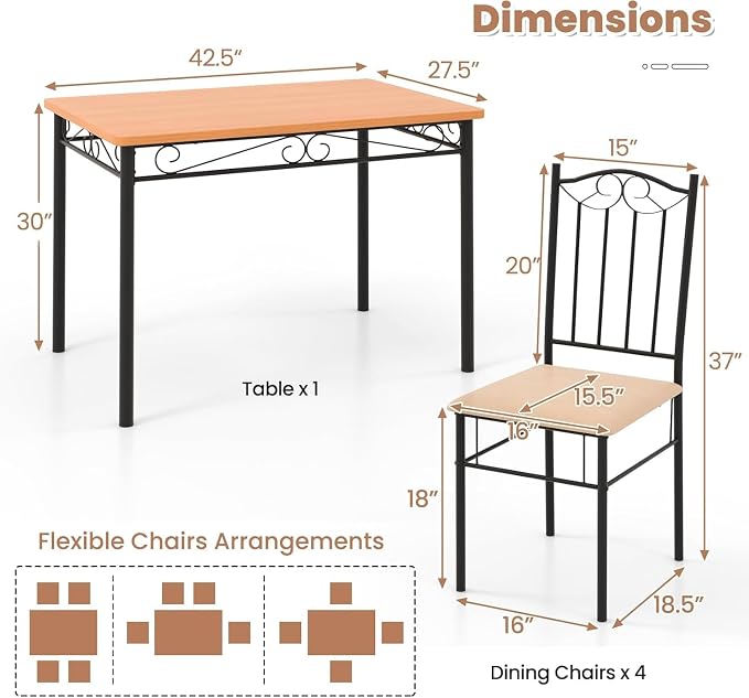 NAFORT 5-Piece Vintage Rectangular Table Set - Image 7