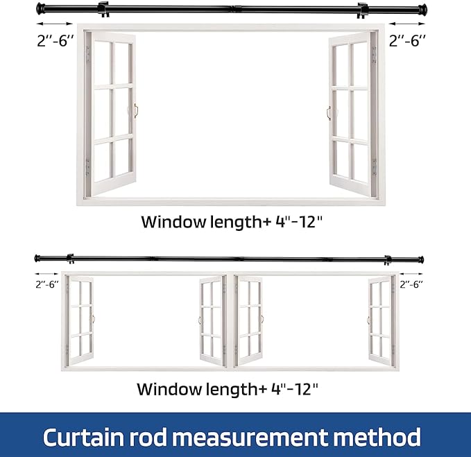 Small Curtain Rods for Windows 30" to 45" 5/8 Inch Standard Decorative Black - Image 6