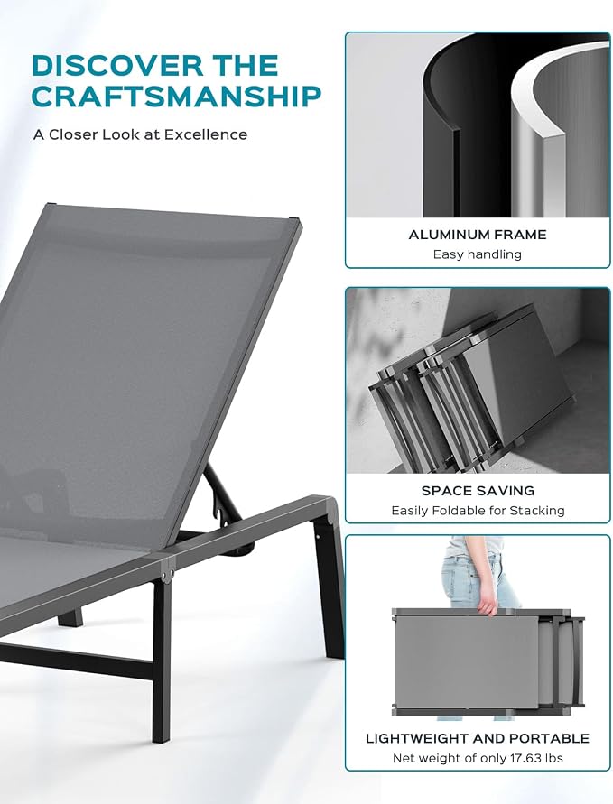 Aluminum Chaise Lounge Ourdoor - Image 5