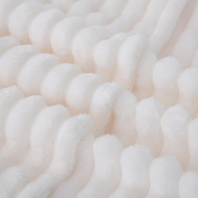 Cream White Fleece Throw Blanket 90”×90” - Image 4