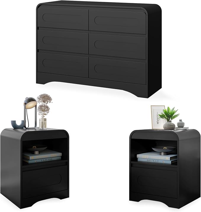 3 Piece Bedroom Set, Dresser and Nightstand Sets by SOLACEFURNITURE