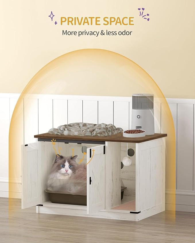 Hzuaneri Cat Litter Box Enclosure, Hidden Litter Box Cabinet Furniture - Image 6