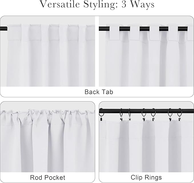 PONY DANCE 50% Blackout Window Curtain Panels - 42 W x 72 L Pure White Light - Image 5