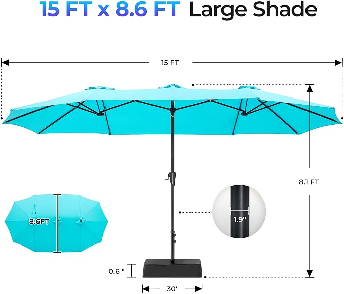 SUPERJARE 15FT Outdoor Patio Umbrella - Image 8