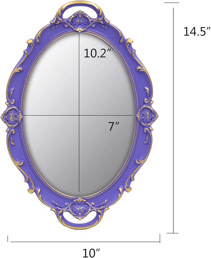 YCHMIR Vintage Small Mirror 14.5 x 10 Inch Oval Purple Wall Mirror - Image 4
