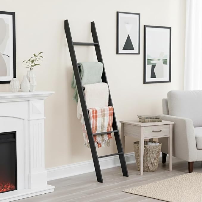 Blanket Ladder for The Living Room and Bedroom, 5ft 8 inch, 6-Tier Wall Leaning - Image 8