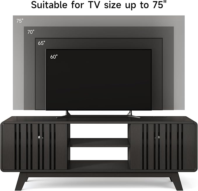ONBRILL 63-Inch TV Stand for TVs up to 75 Inch, Mid-Century Modern Television - Image 6