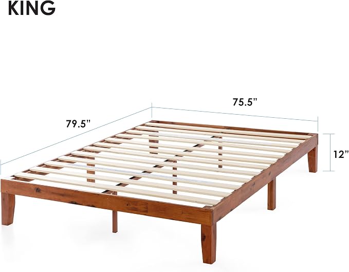 Mellow Naturalista Classic 12-Inch Solid Wood Platform Bed | Wooden Slats - Image 2