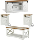 AMERLIFE 4-Piece Farmhouse Table Set Includes Sliding Barn Door TV Stand by AMERLIFE