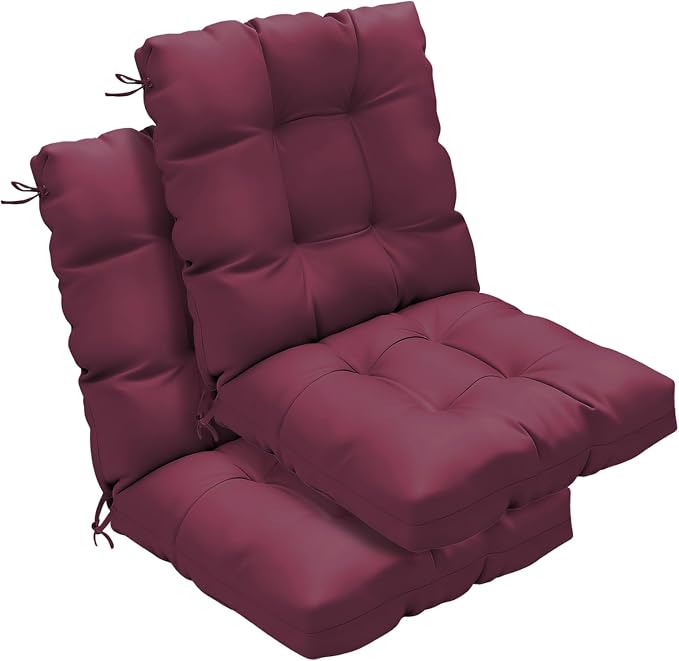 Outdoor Chair Cushions Set of 2, High Back Soft Seat Pad by zanwuhwyd