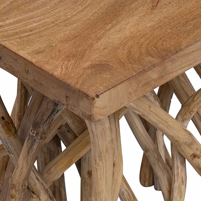 Coffee Table Brown Mixed Recycled Wood Small Rustic Living Room Table Durable - Image 3