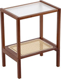 Tiita Rattan Side Table, Mid Century Nightstand, 2-Tier Bamboo Accent Bedside by TiitaHome