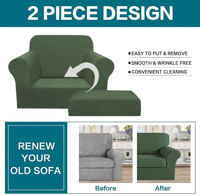 Turquoize 2 Piece Chair Covers Chair Slipcovers - Image 4
