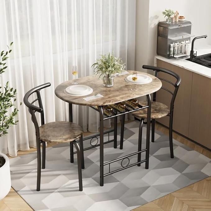 Shahoo 3-Piece Wooden Dining Table Set, Kitchen Breakfast Nook Sets by BuynowfromShahoo