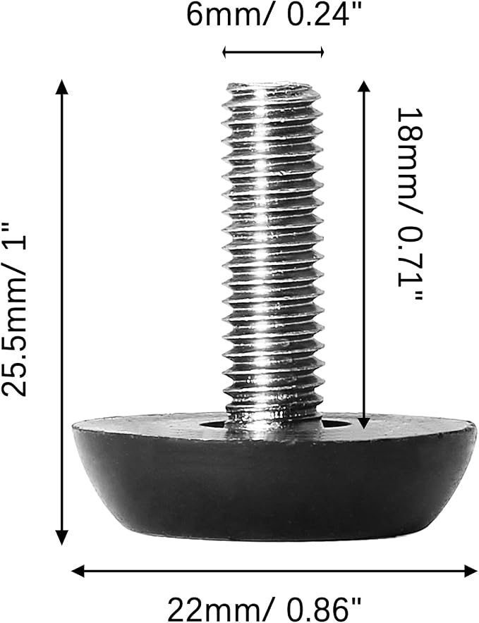 Zorfeter 30 Pcs Screw in Threaded Furniture Adjustable Levelers, M6 x 18mm - Image 4