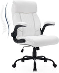 High Back Office Chair with Flip-up Armrests, Leather Comfy Desk Chair with by FORVEOLUX