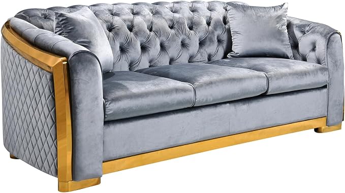 WinJoy 84 Inch Velvet Sofa Set for Living Room, 3 Seat Modern & Luxury - Image 7