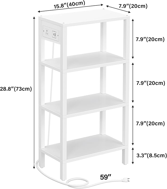 TUTOTAK Narrow Side Table with Charging Station, Small End Table with USB Ports - Image 3
