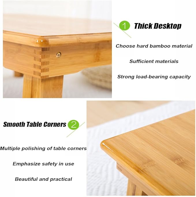 Foldable Bamboo Table, Japanese-Style Household Square Bamboo Table, Low Bamboo - Image 3