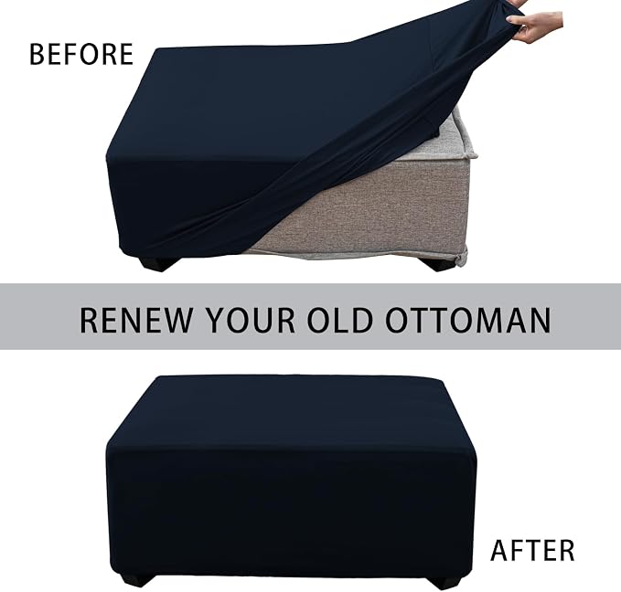 Super Stretch 40x40x15 inch Square Ottoman Cover- Soft Form Fit Ottoman Cover - Image 4