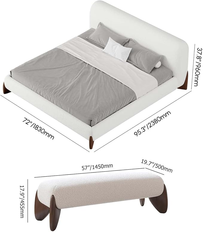 homary Modern Bedroom Furniture Set 2 Piece, Upholstered Headboard - Image 2