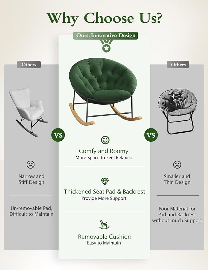 Kidirect Wide Rocking Chair Nursery, Comfy Saucer Nursery Rocking Chairs - Image 6