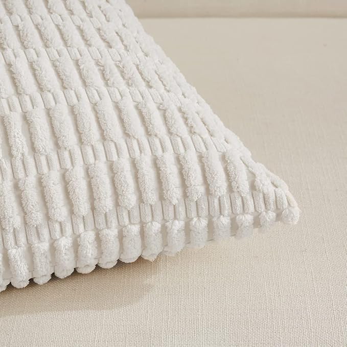 Fancy Homi 4 Packs Pure White Decorative Throw Pillow Covers 16x16 Inch - Image 4