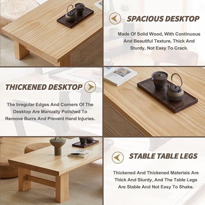 Japanese Floor Table, Vintage Tea Table, Rectangular Style Tatami Table - Image 3