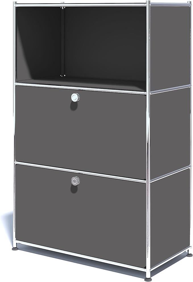 Metal Shelf with 2 Flap Doors, Large Capacity Cabinet, DIY Modern Home by SIMPLINK