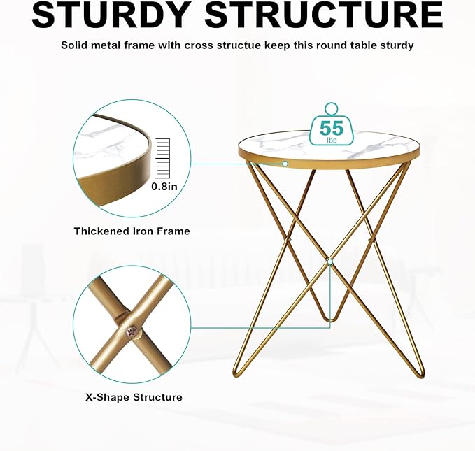 HLR Modern Round Side Table Set of 2, End Table - Image 7