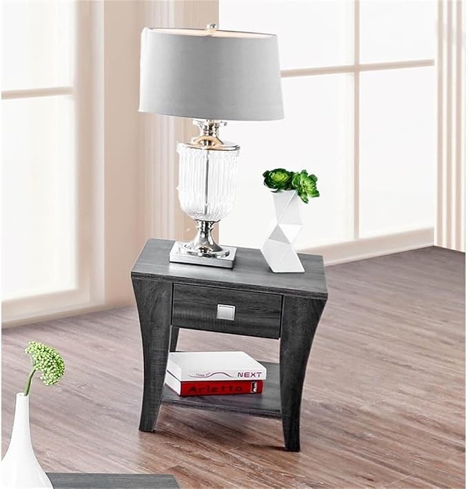 Furniture of America Ami Transitional Wood Storage End Table in Gray - Image 2