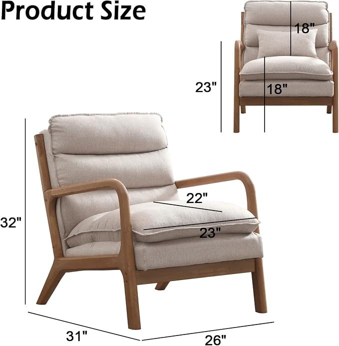 INZOY Mid Century Modern Accent Chair - Image 2