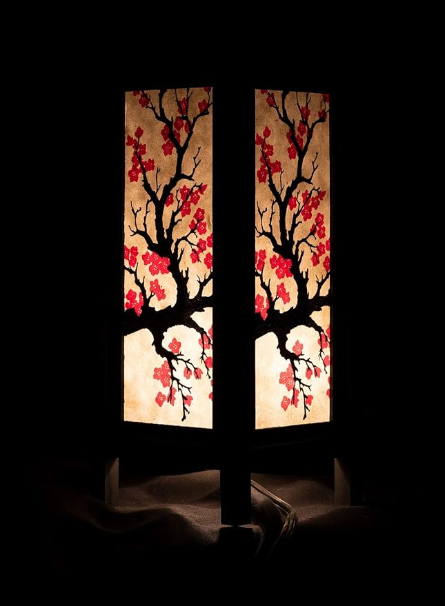 RED BERRY THAILAND LANNA LAMP Japanese Sakura/Cherry Blossom LAMP - Image 3
