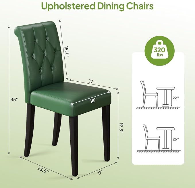 Welzona Upholstered Dining Chairs Set of 4, Button Tufted Parsons Dining Chair - Image 2