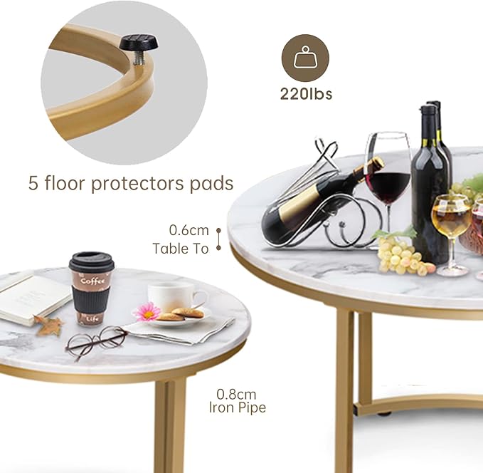 Garden 4 you Nesting Coffee Table Faux White Marble - Image 4