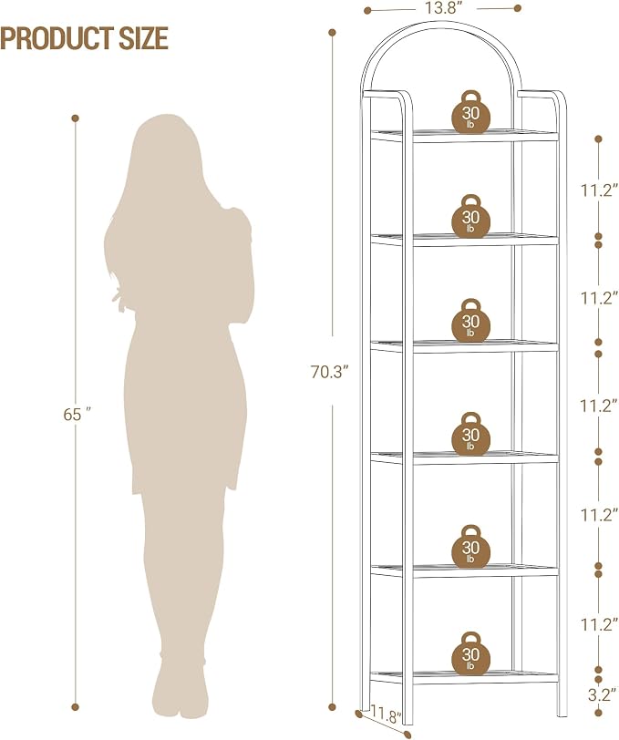 Hzuaneri Bookcase Bookshelf, Tempered Glass Bookshelves, Slim Shelving Unit - Image 2