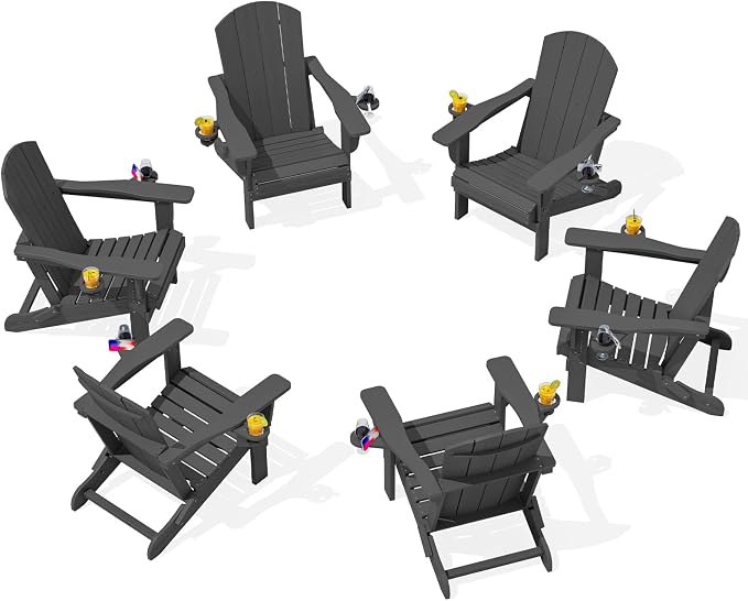 SERWALL Foldable Adirondack Chair Set of 6, HDPE Adirondack Chair by SERWALL