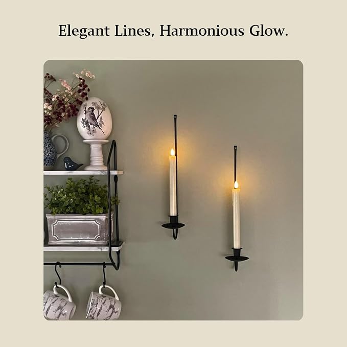 Batoslee Black Wall Candle Holder Set of 4, Stylish Metal Wall Mount Candle - Image 4
