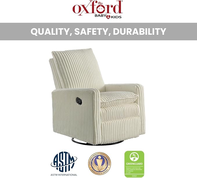 Oxford Baby Uptown Upholstered Glider Recliner Rocking Chair 360° Swivel - Image 5