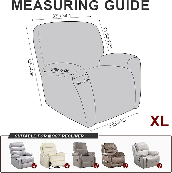 ANARACHON Leather Look Oversize Recliner Chair Covers, Thick 4 Pieces Recliner - Image 3