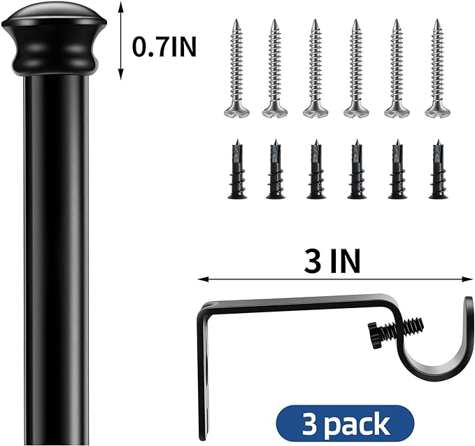 Standard Decorative Window Curtain Rods 30 to 88 Inch, 5/8 Inch Diameter Small - Image 5