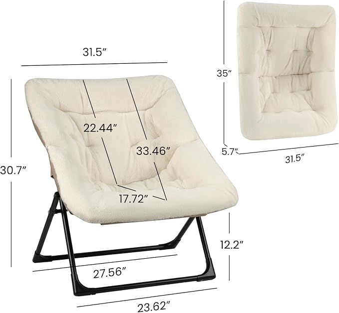 Comfy Saucer Chair for Adults, Soft Faux Fur Bedroom Chair, Accent Dorm Chairs - Image 3