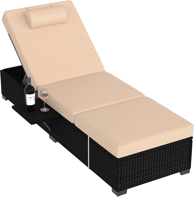 PeakPursuit Patio Lounge Chairs, Outdoor PE Wicker Chaise Lounge Set of 2 - Image 8